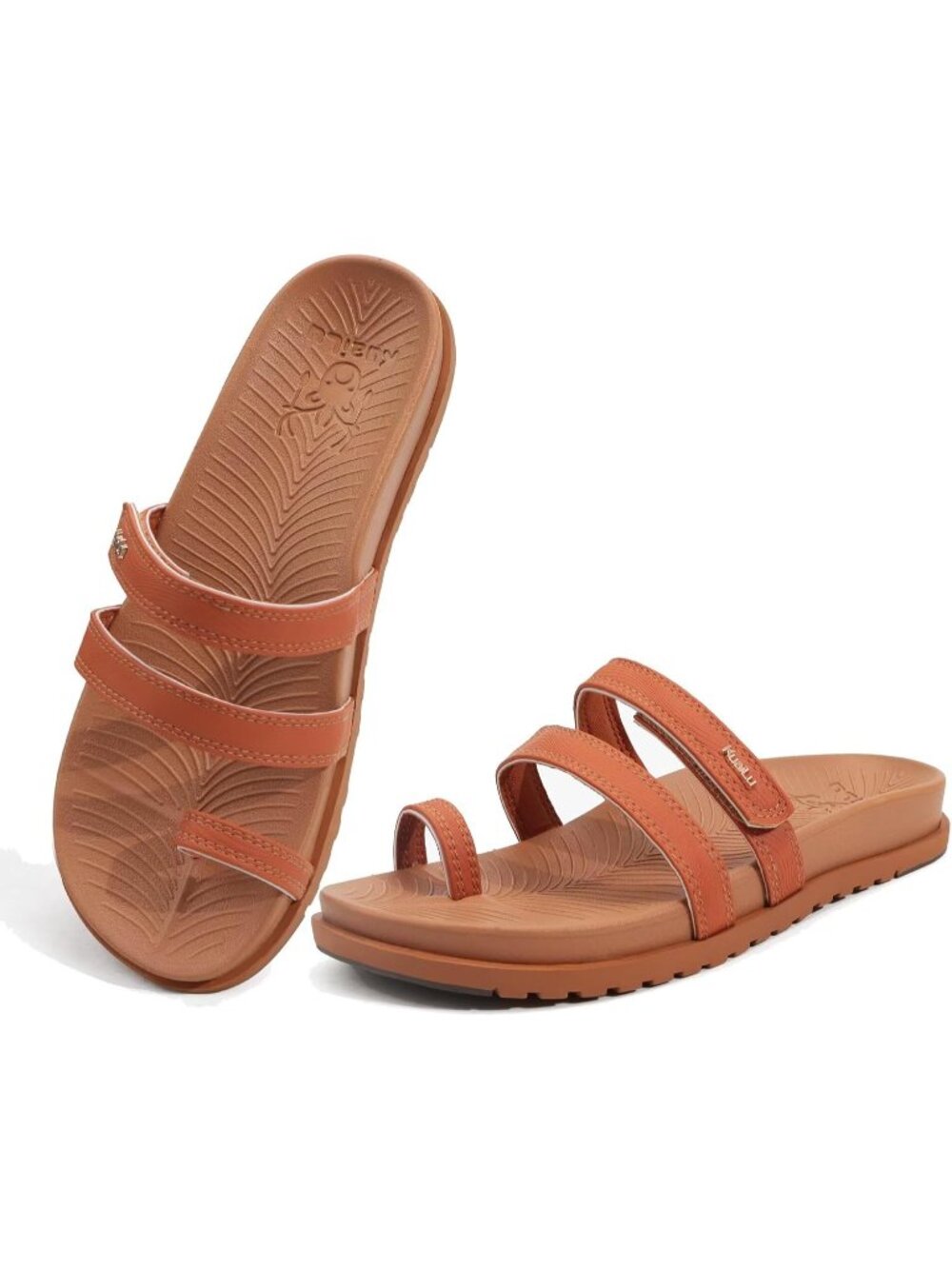 Women's Brown Slides Sandals With Arch Support Comfort Plantar Fasciitis